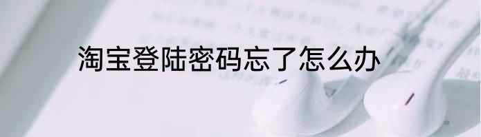 淘宝登陆密码忘了怎么办