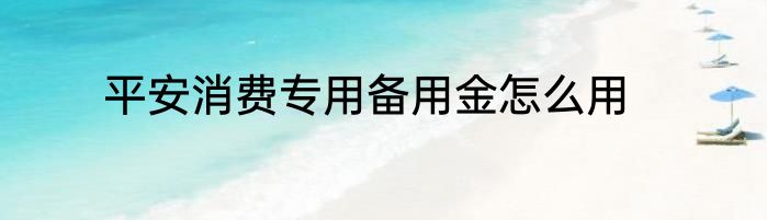 平安消费专用备用金怎么用