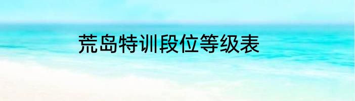 荒岛特训段位等级表