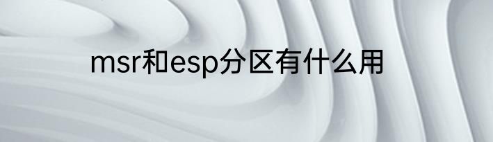 msr和esp分区有什么用