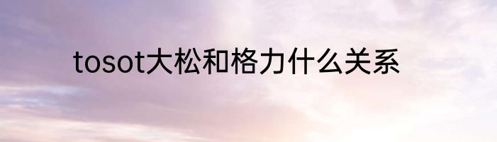 tosot大松和格力什么关系