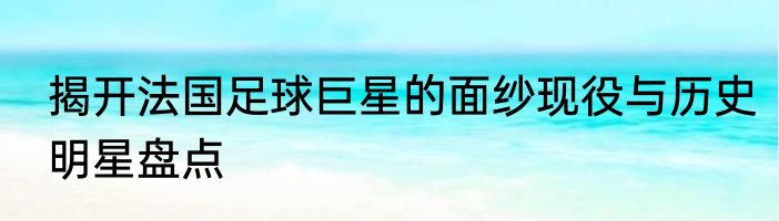 揭开法国足球巨星的面纱现役与历史明星盘点