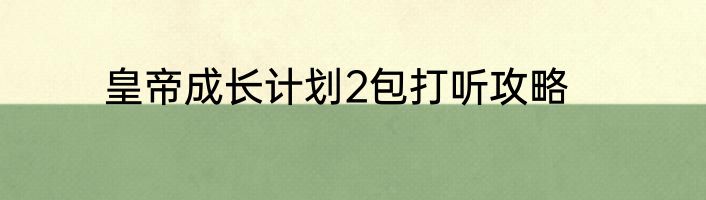 皇帝成长计划2包打听攻略