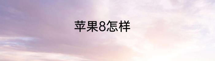 苹果8怎样