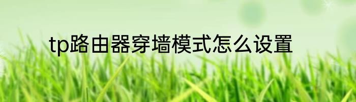 tp路由器穿墙模式怎么设置