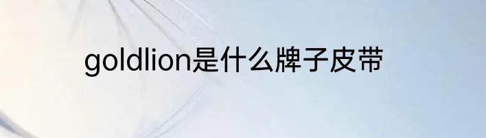 goldlion是什么牌子皮带