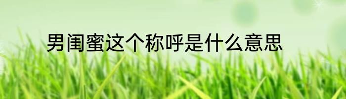男闺蜜这个称呼是什么意思