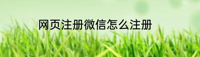 网页注册微信怎么注册