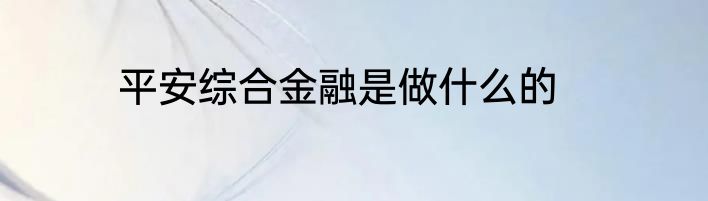 平安综合金融是做什么的