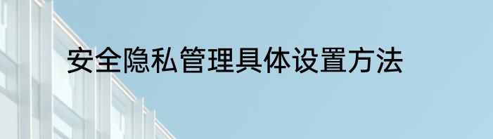 安全隐私管理具体设置方法