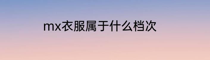 mx衣服属于什么档次