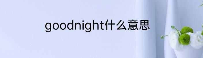 goodnight什么意思