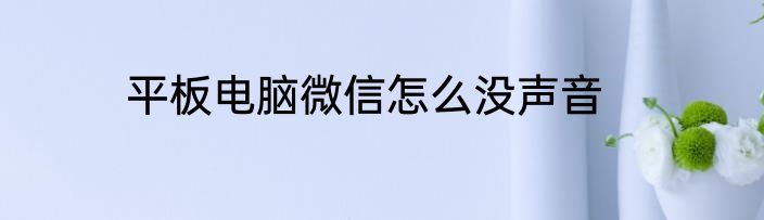 平板电脑微信怎么没声音