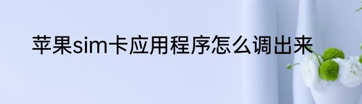 苹果sim卡应用程序怎么调出来