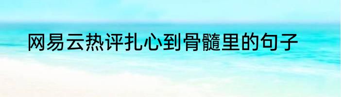 网易云热评扎心到骨髓里的句子