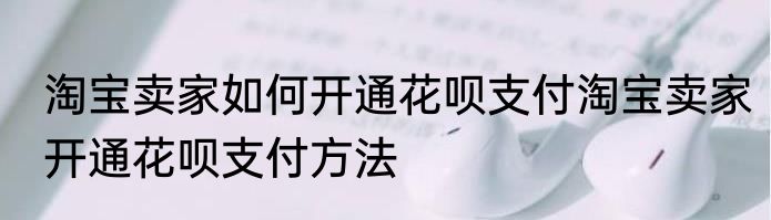 淘宝卖家如何开通花呗支付淘宝卖家开通花呗支付方法