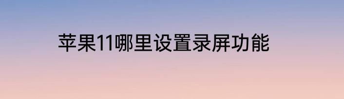 苹果11哪里设置录屏功能