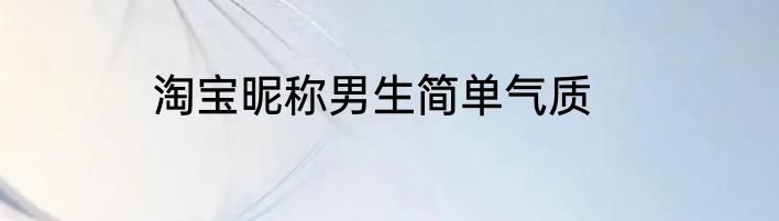 淘宝昵称男生简单气质