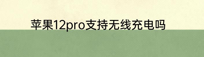 苹果12pro支持无线充电吗