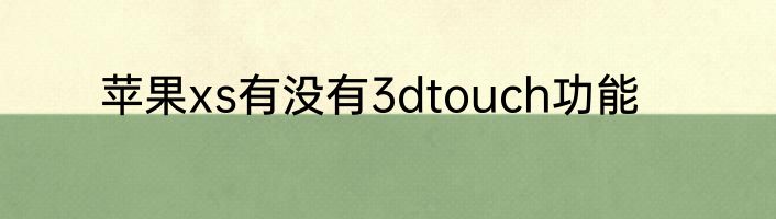 苹果xs有没有3dtouch功能