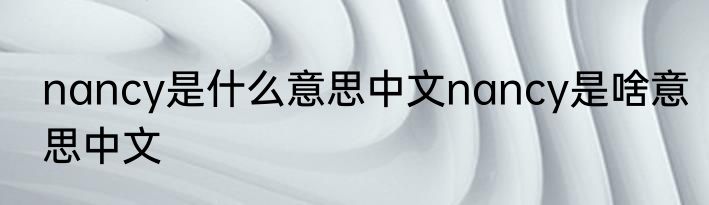 nancy是什么意思中文nancy是啥意思中文