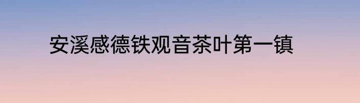 安溪感德铁观音茶叶第一镇