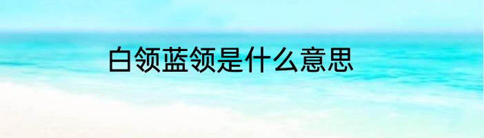 白领蓝领是什么意思