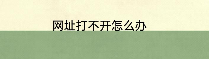 网址打不开怎么办