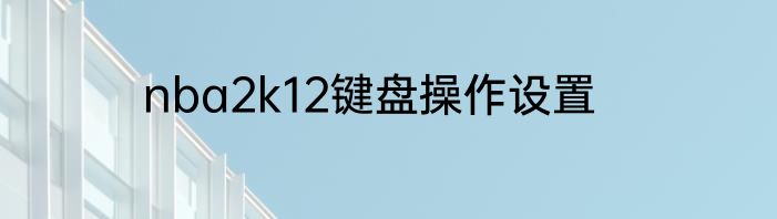 nba2k12键盘操作设置