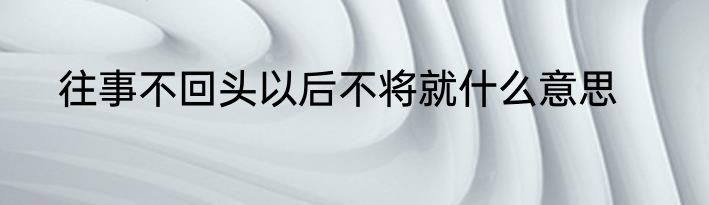 往事不回头以后不将就什么意思