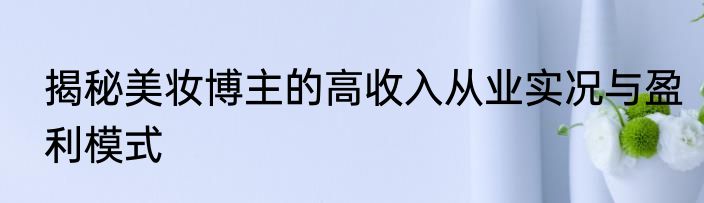 揭秘美妆博主的高收入从业实况与盈利模式