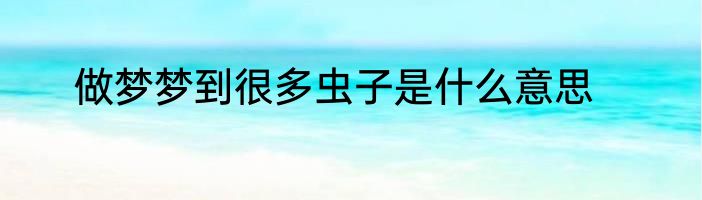 做梦梦到很多虫子是什么意思