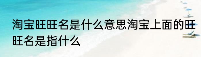 淘宝旺旺名是什么意思淘宝上面的旺旺名是指什么