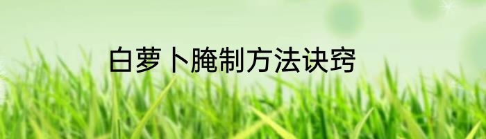 白萝卜腌制方法诀窍