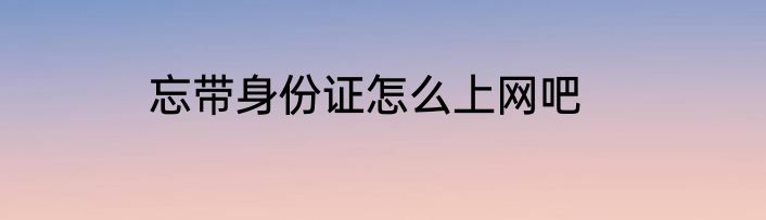 忘带身份证怎么上网吧
