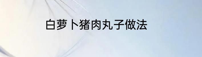 白萝卜猪肉丸子做法