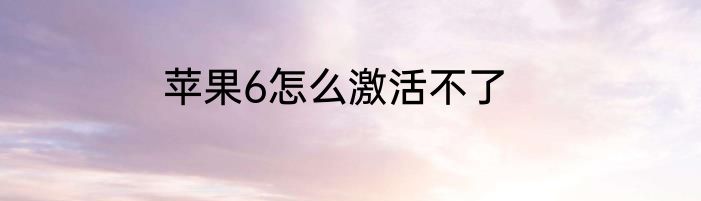 苹果6怎么激活不了