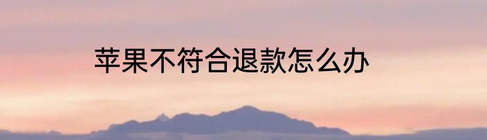 苹果不符合退款怎么办
