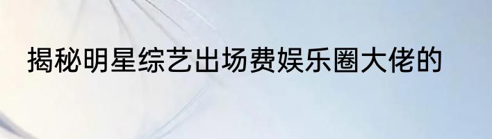揭秘明星综艺出场费娱乐圈大佬的