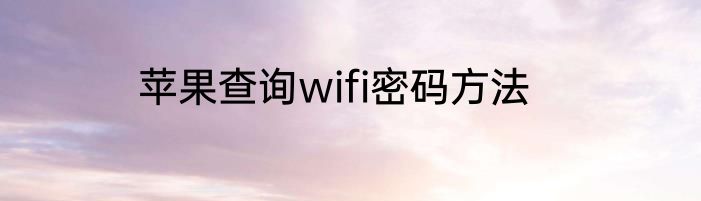 苹果查询wifi密码方法