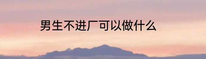 男生不进厂可以做什么