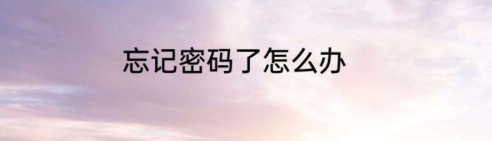 忘记密码了怎么办