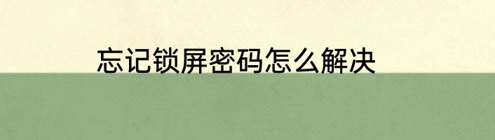 忘记锁屏密码怎么解决