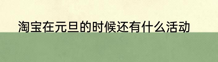 淘宝在元旦的时候还有什么活动