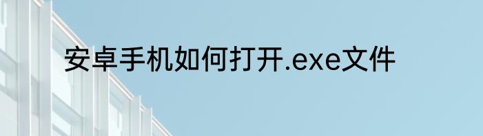 安卓手机如何打开.exe文件