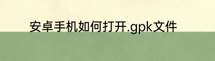 安卓手机如何打开.gpk文件