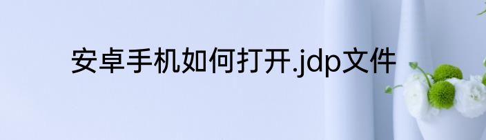 安卓手机如何打开.jdp文件