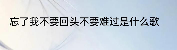 忘了我不要回头不要难过是什么歌