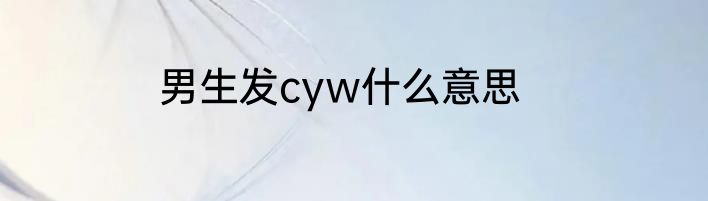 男生发cyw什么意思
