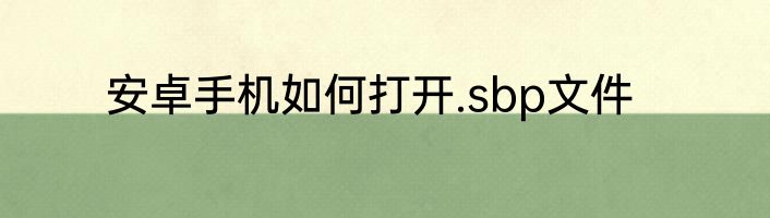 安卓手机如何打开.sbp文件